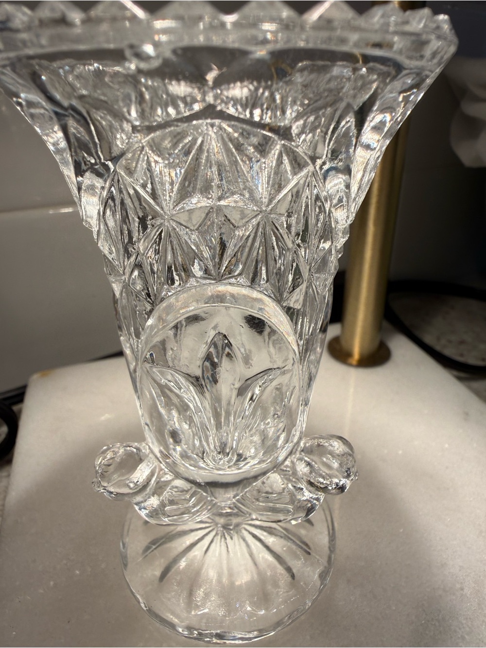 Vintage Clear Glass Bud Vase with Three Birds | Pedestal Floral Vase | 4”